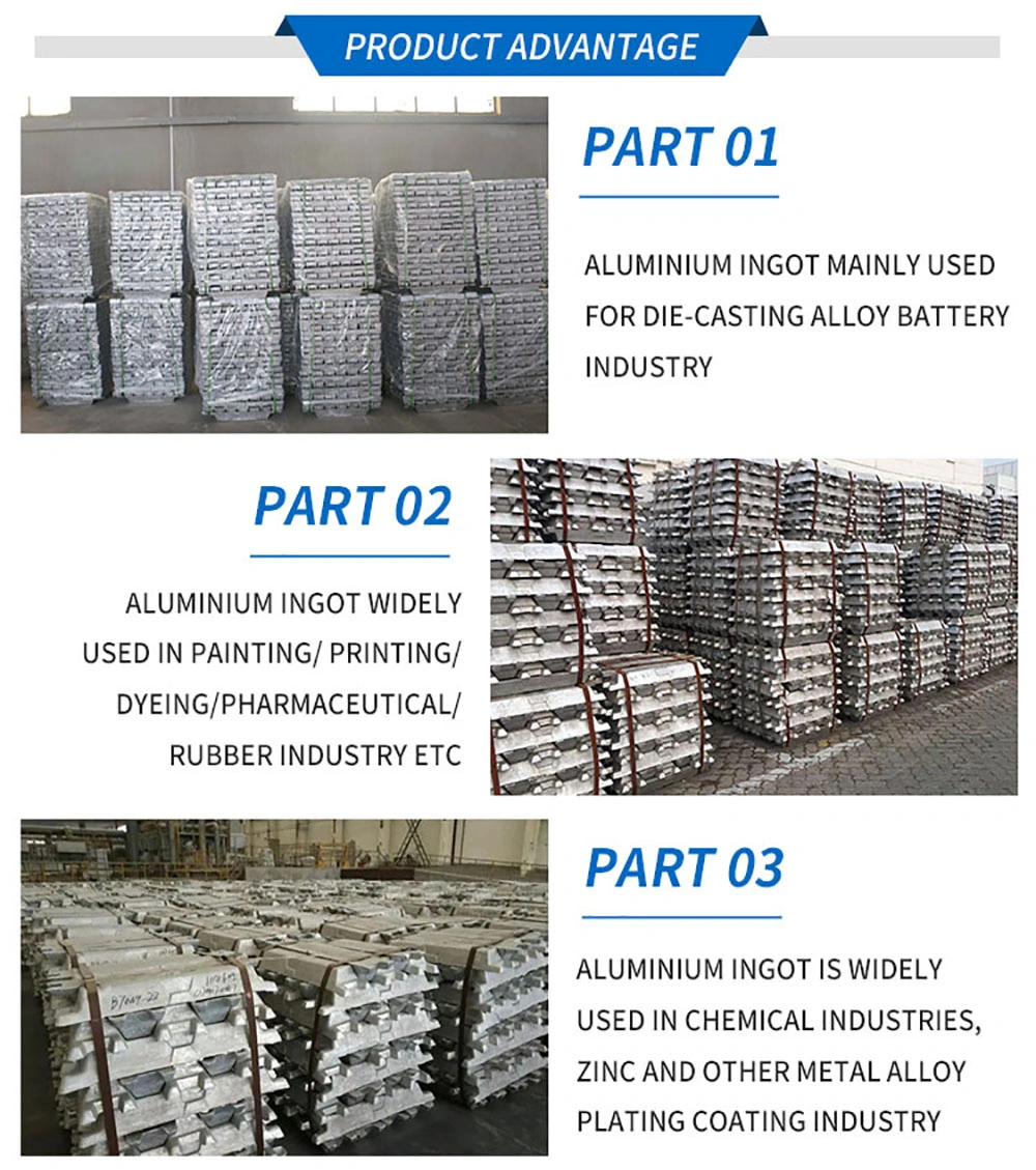 China Suppliers Certified High Pure Aluminum Material High Quality Aluminum Ingot Stock Material A7 A8 A9 99.9 Aluminium Ingots